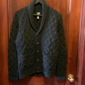 Men's Shawl Collar Cable-Knit Cardigan - Black